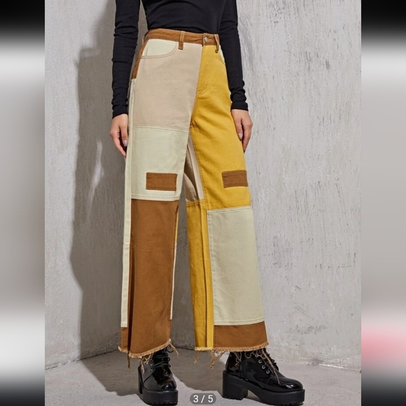 Colorblock Wide-Leg Pants Size Large - Picture 3 of 8
